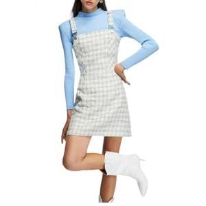 NEW NOCTURNE plaid overall dress in white/blue